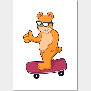 Bear as Skater with Skateboard Posters and Art